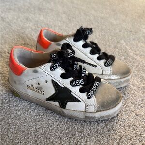 Golden Goose White and Orange Sneakers Distressed Style Unisex